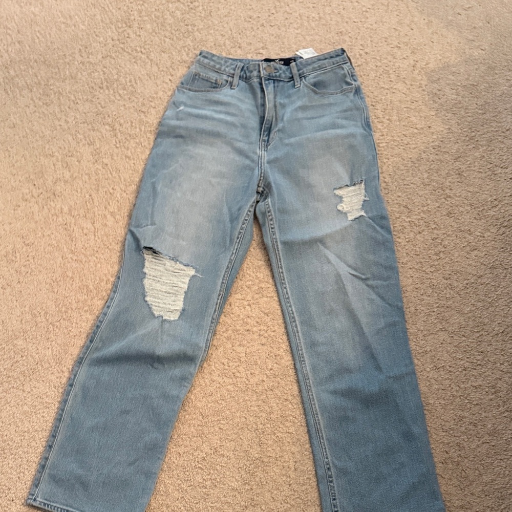 Hollister Light Blue Distressed Straight Leg Jeans